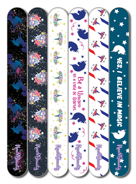 New8Beauty Emery Boards for Nails - Unicorn (36-Pack) - Bulk Set Assorted Unicorn Designs for ladies girls teens - Nail Art & Crafts