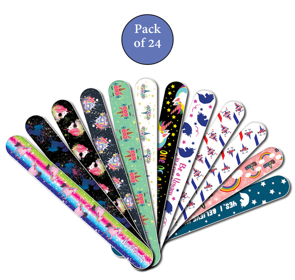 New8Beauty Emery Boards for Nails - Unicorn (24-Pack) - Perfect for Girls Teens Teen Girls for a mani-pedi session