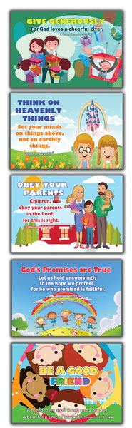 Inspirational Bible Verses Flash Cards NIV Version NIV Flashcards (30 cards x 2 set ) - Effective Illustrations for Kids