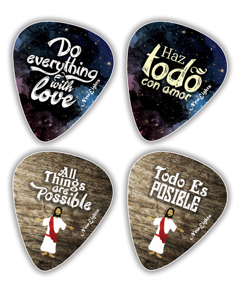 Christian Bilingual Guitar Picks (12-Pack) - English Spanish Worship Plectrums - Thank You Lord