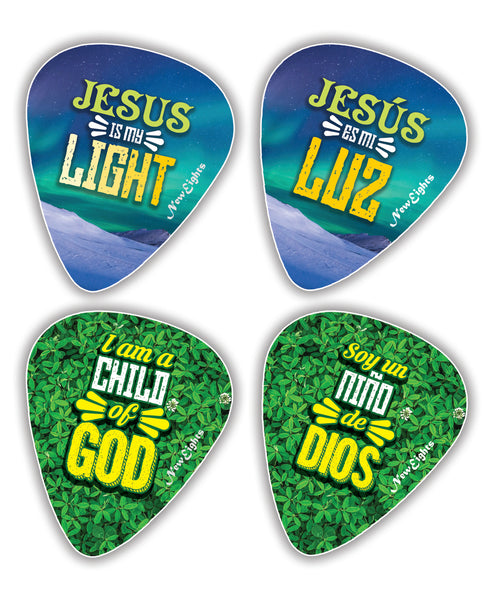 Christian Bilingual Guitar Picks (12-Pack) - English Spanish Worship Plectrums - Thank You Lord