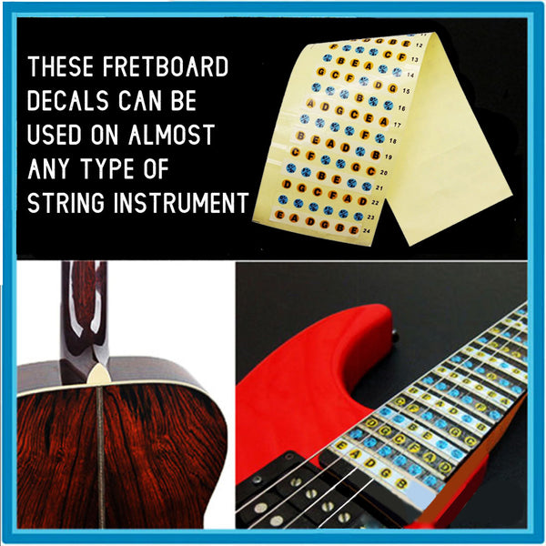 NewEights Guitar Fretboard Transparent Note Decals for Beginner Self Learning Guide FREE NewEights Guitar Pick - Cool Gifts for Men Women Youth Guitarists - Great Stocking Stuffers for Christmas