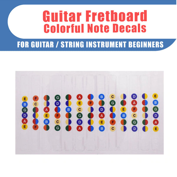 NewEights Guitar Fretboard Note Decals Transparent Sticker Coded Guide for Guitar Beginners Gift - FREE 1 Guitar Pick - Colorful Fretboards Decals 6 Strings Guitar Fingerboard Stickers