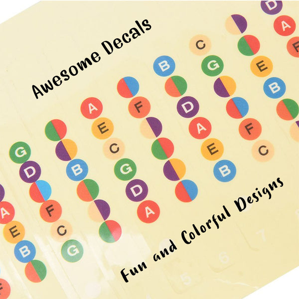 NewEights Guitar Fretboard Note Decals Transparent Sticker Coded Guide for Guitar Beginners Gift - FREE 1 Guitar Pick - Colorful Fretboards Decals 6 Strings Guitar Fingerboard Stickers