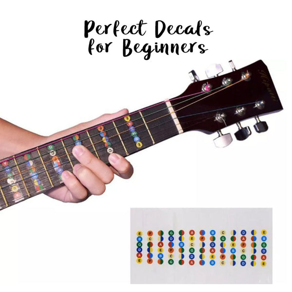 NewEights Guitar Fretboard Note Decals Transparent Sticker Coded Guide for Guitar Beginners Gift - FREE 1 Guitar Pick - Colorful Fretboards Decals 6 Strings Guitar Fingerboard Stickers
