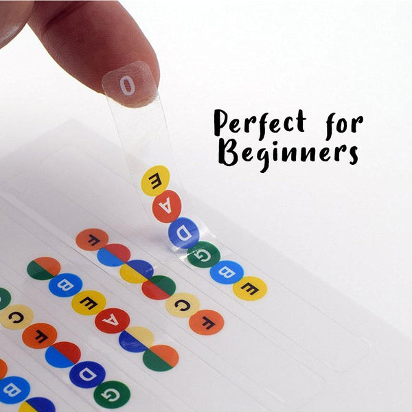 NewEights Guitar Fretboard Note Decals Transparent Sticker Coded Guide for Guitar Beginners Gift - FREE 1 Guitar Pick - Colorful Fretboards Decals 6 Strings Guitar Fingerboard Stickers