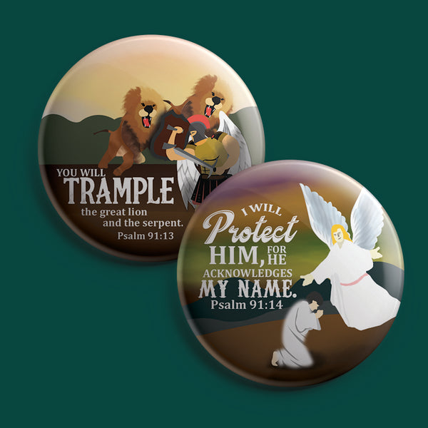 Christian Pinback Buttons - Psalm 91 (10-Pack)