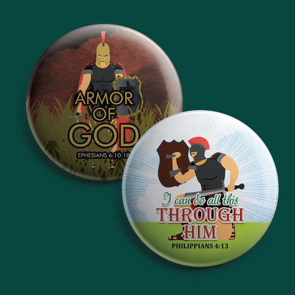 Christian Pinback Buttons - Armor of God (10-Pack)