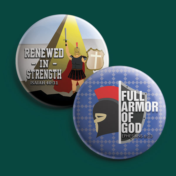 Christian Pinback Buttons - Armor of God (10-Pack)