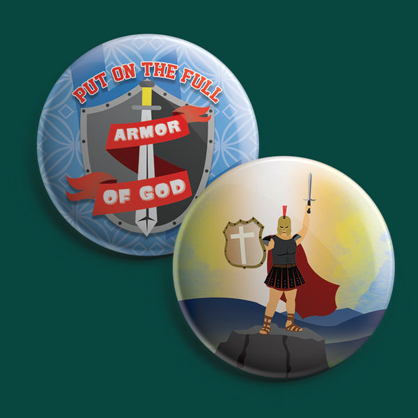 Christian Pinback Buttons - Armor of God (10-Pack)