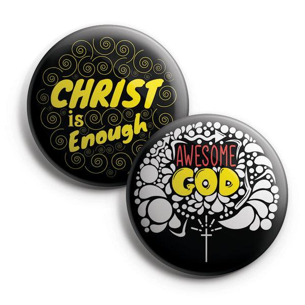 "NewEights Religious Pinback Buttons - Christ is Enough (10-Pack) - Large 2.25"" VBS Sunday School Easter Baptism Thanksgiving Christmas Rewards Encouragement Gift"
