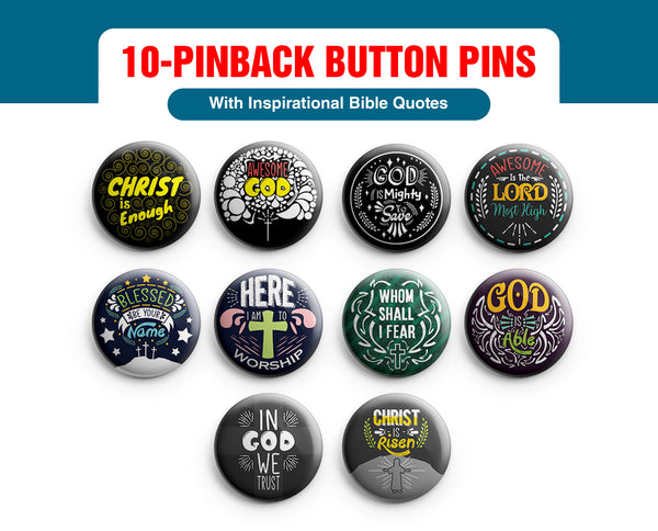 "NewEights Religious Pinback Buttons - Christ is Enough (10-Pack) - Large 2.25"" VBS Sunday School Easter Baptism Thanksgiving Christmas Rewards Encouragement Gift"