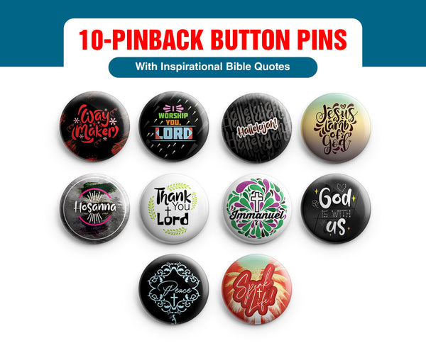 NewEights Religious Pinback Buttons - Way Maker (10-Pack) - Large 2.25" VBS Sunday School Easter Baptism Thanksgiving Christmas Rewards Encouragement Gift Token for Boys, Girls, Teens & Adults