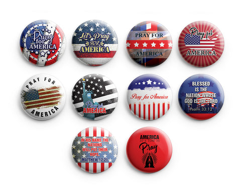 "NewEights Pray for America Pinback Buttons (10-Pack) - Large 2.25"" VBS Sunday School Easter Baptism Thanksgiving Christmas Rewards Encouragement Gift"