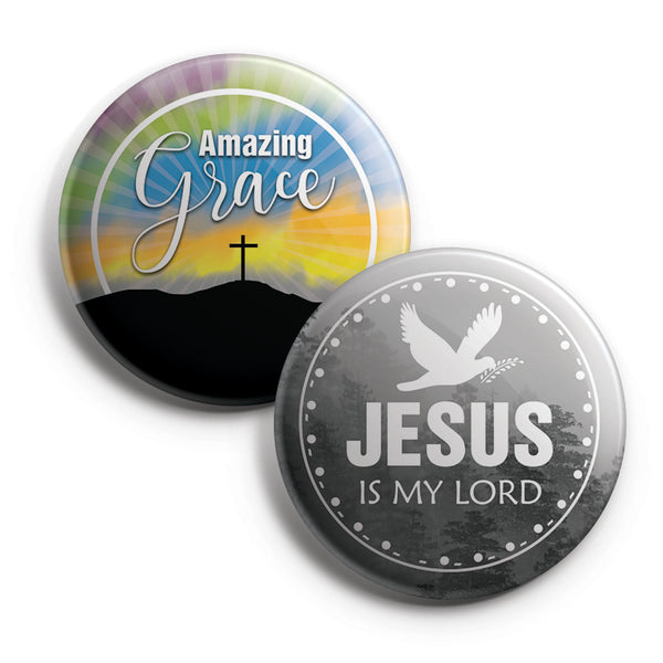 "Religious Pinback Buttons - Amazing Grace (10-Pack) - Large 2.25"" VBS Sunday School Easter Baptism Thanksgiving Christmas Rewards Encouragement Gift Token"