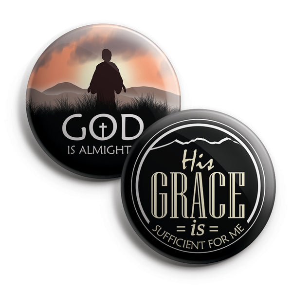 "Religious Pinback Buttons - Amazing Grace (10-Pack) - Large 2.25"" VBS Sunday School Easter Baptism Thanksgiving Christmas Rewards Encouragement Gift Token"