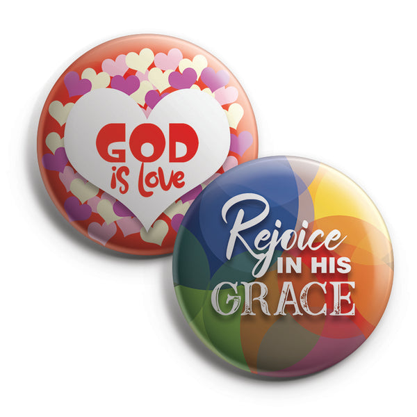 "Religious Pinback Buttons - Amazing Grace (10-Pack) - Large 2.25"" VBS Sunday School Easter Baptism Thanksgiving Christmas Rewards Encouragement Gift Token"