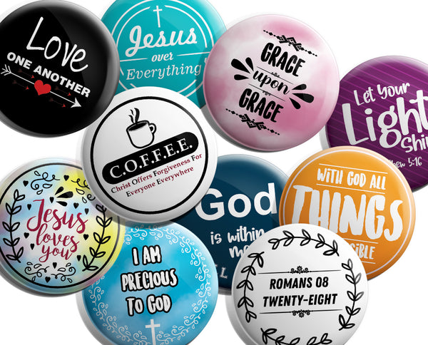 "Religious Pinback Buttons - Jesus (10-Pack) - Large 2.25"" VBS Sunday School Easter Baptism Thanksgiving Christmas Rewards Encouragement Gift"