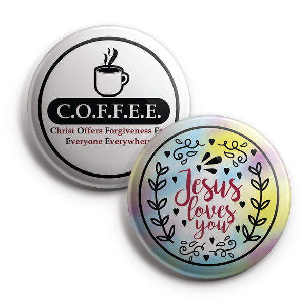 "Religious Pinback Buttons - Jesus (10-Pack) - Large 2.25"" VBS Sunday School Easter Baptism Thanksgiving Christmas Rewards Encouragement Gift"
