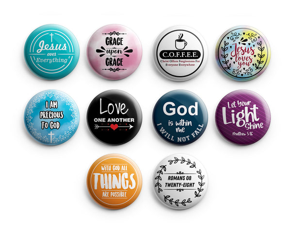"Religious Pinback Buttons - Jesus (10-Pack) - Large 2.25"" VBS Sunday School Easter Baptism Thanksgiving Christmas Rewards Encouragement Gift"