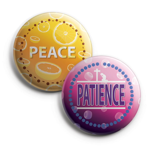 "Christian Pinback Buttons - The Fruit of the Spirit (10-Pack) - Large 2.25"" VBS Sunday School Easter Baptism Thanksgiving Christmas Rewards Encouragement Gift"