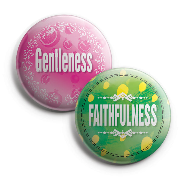 "Christian Pinback Buttons - The Fruit of the Spirit (10-Pack) - Large 2.25"" VBS Sunday School Easter Baptism Thanksgiving Christmas Rewards Encouragement Gift"