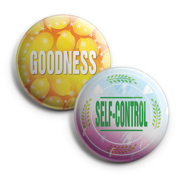 "Christian Pinback Buttons - The Fruit of the Spirit (10-Pack) - Large 2.25"" VBS Sunday School Easter Baptism Thanksgiving Christmas Rewards Encouragement Gift"