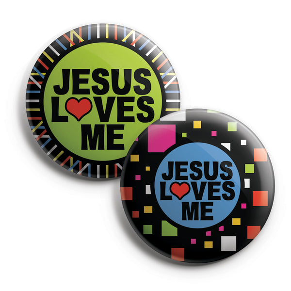 "Christian Pinback Buttons - Jesus Loves Me (10-Pack) - Large 2.25"" VBS Sunday School Easter Baptism Thanksgiving Christmas Rewards Encouragement Gift"