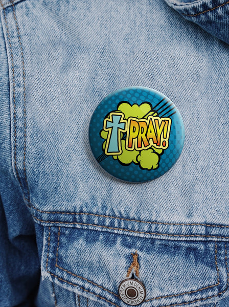 "Christian Pinback Buttons - Faith Super Power Badge (10-Pack) - Large 2.25"" VBS Sunday School Easter Baptism Thanksgiving Christmas Rewards Encouragement Gift"