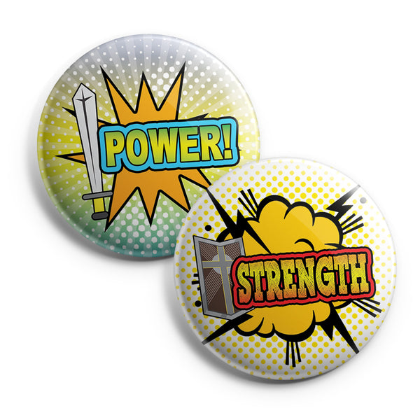 "Christian Pinback Buttons - Faith Super Power Badge (10-Pack) - Large 2.25"" VBS Sunday School Easter Baptism Thanksgiving Christmas Rewards Encouragement Gift"