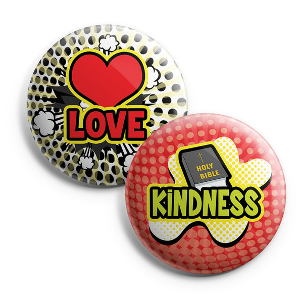 "Christian Pinback Buttons - Faith Super Power Badge (10-Pack) - Large 2.25"" VBS Sunday School Easter Baptism Thanksgiving Christmas Rewards Encouragement Gift"