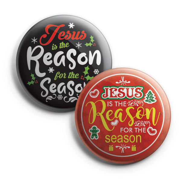 "NewEights Christian Pinback Buttons - Jesus is the Reason (10-Pack) - Large 2.25"" VBS Sunday School Easter Baptism Thanksgiving Christmas Rewards Encouragement Gift"