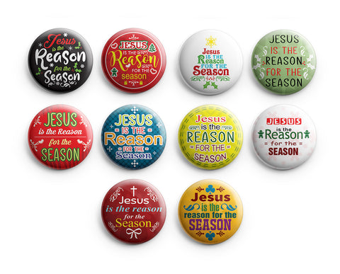 "NewEights Christian Pinback Buttons - Jesus is the Reason (10-Pack) - Large 2.25"" VBS Sunday School Easter Baptism Thanksgiving Christmas Rewards Encouragement Gift"
