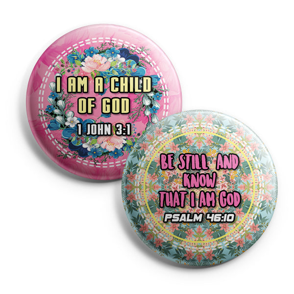 "Religious Pinback Buttons - God is Within Her (10-Pack) - Large 2.25"" VBS Sunday School Easter Baptism Thanksgiving Christmas Rewards Encouragement Gift"