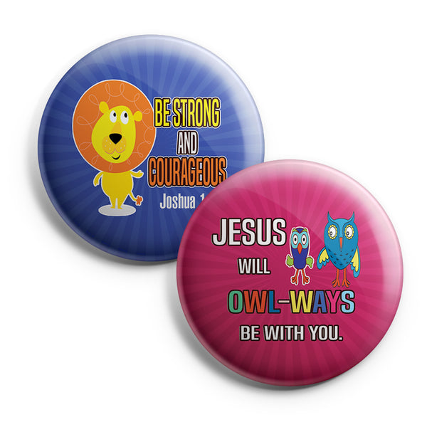 Christian Pinback Buttons - Smile, God Loves You (10-Pack) - Large 2.25" VBS Sunday School Easter Baptism Thanksgiving Christmas Rewards Encouragement Gift