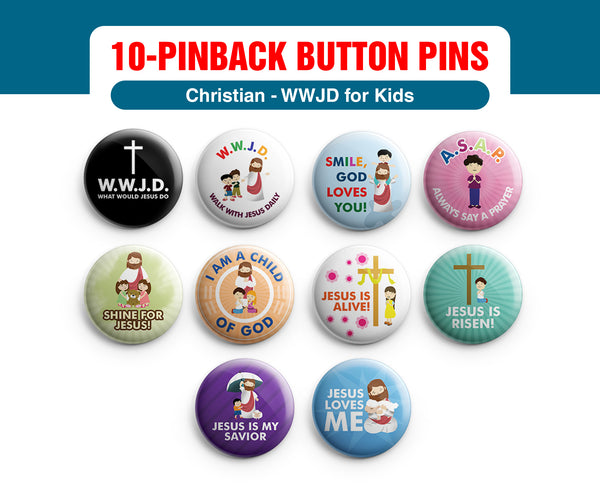 1.5 Christian Set ~ 3 pk Buttons: Walk by Faith, Kind Words, He calls me