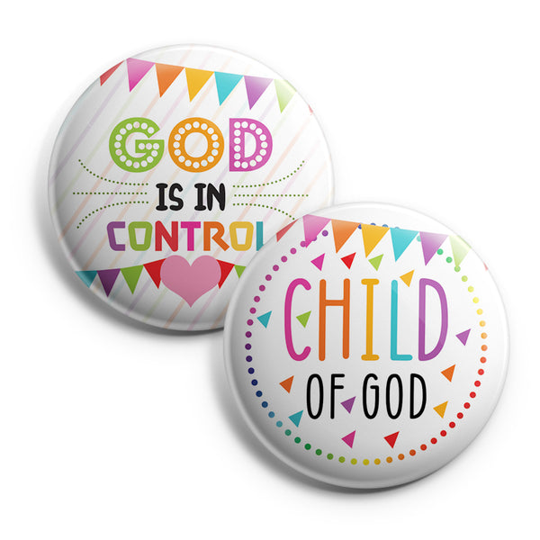 "Christian Pinback Buttons for Kids - Rejoice Always (10-Pack) - Large 2.25"" VBS Sunday School Easter Baptism Thanksgiving Christmas Rewards Encouragement Gift"
