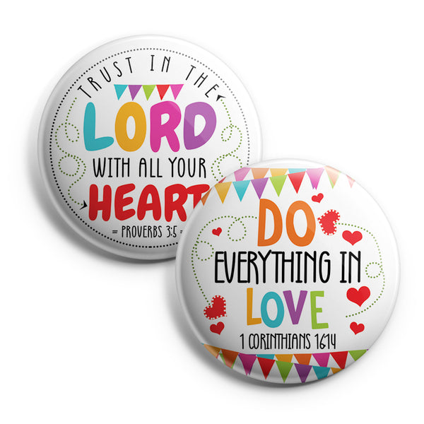 "Christian Pinback Buttons for Kids - Rejoice Always (10-Pack) - Large 2.25"" VBS Sunday School Easter Baptism Thanksgiving Christmas Rewards Encouragement Gift"