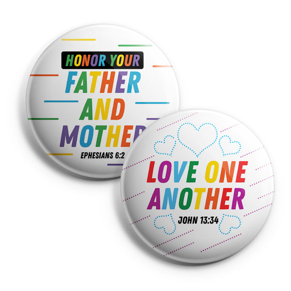 "Christian Pinback Buttons for Kids - Colorful Inspirational (10-Pack) - Large 2.25"" VBS Sunday School Easter Baptism Thanksgiving Christmas Rewards Encouragement Gift"