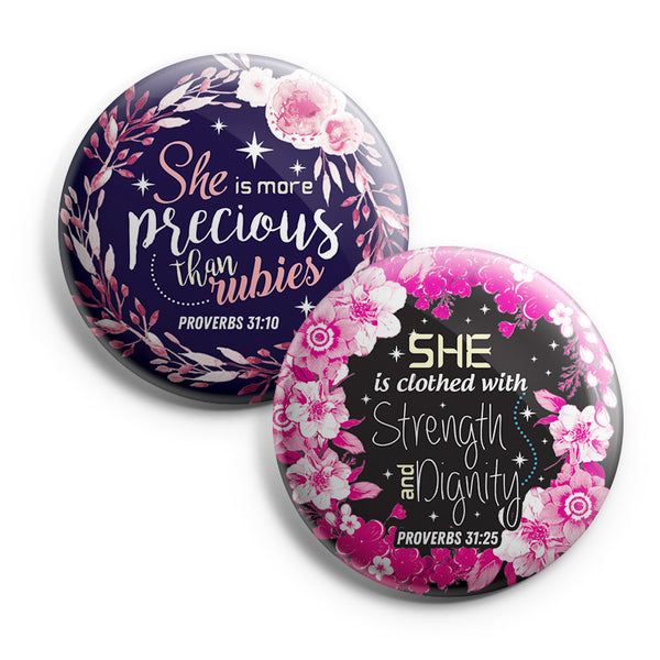 "Inspirational Pinback Buttons for Women Series 1 (10-Pack) - Large 2.25"" VBS Sunday School Easter Baptism Thanksgiving Christmas Rewards Encouragement Gift"