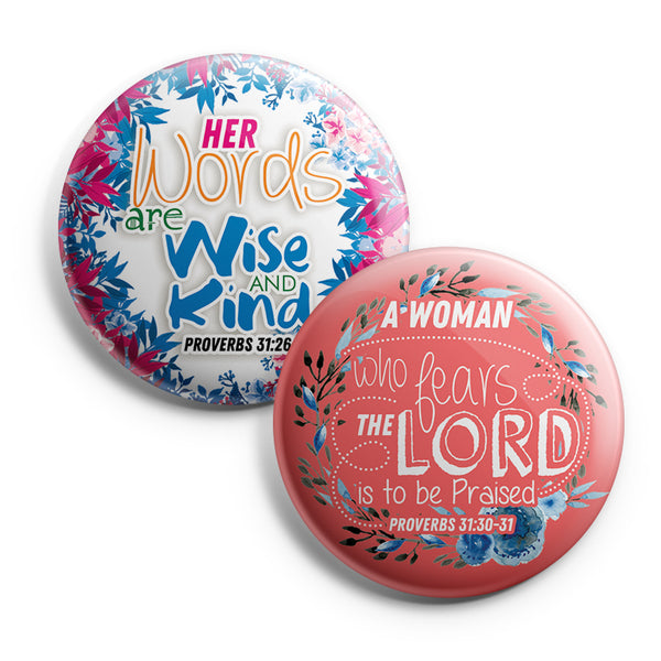 "Inspirational Pinback Buttons for Women Series 1 (10-Pack) - Large 2.25"" VBS Sunday School Easter Baptism Thanksgiving Christmas Rewards Encouragement Gift"