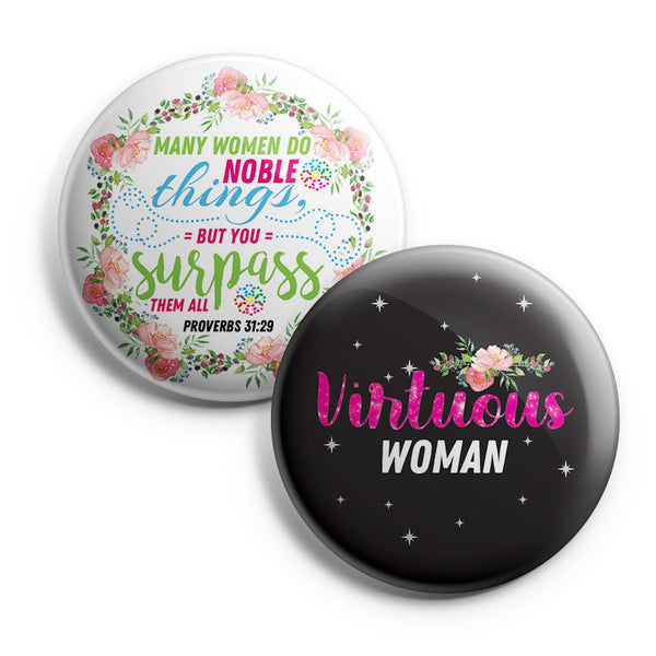 "Inspirational Pinback Buttons for Women Series 1 (10-Pack) - Large 2.25"" VBS Sunday School Easter Baptism Thanksgiving Christmas Rewards Encouragement Gift"