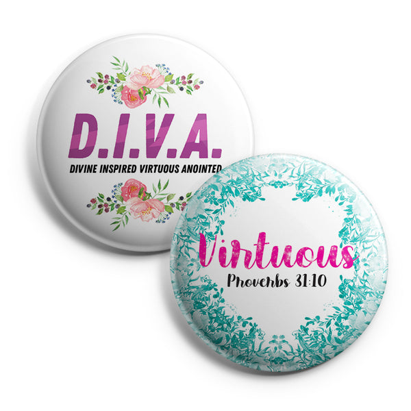 "Inspirational Pinback Buttons for Women Series 1 (10-Pack) - Large 2.25"" VBS Sunday School Easter Baptism Thanksgiving Christmas Rewards Encouragement Gift"