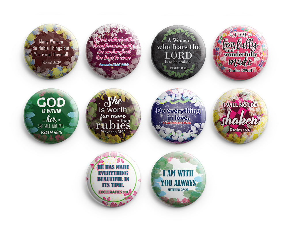 "Inspirational Pinback Buttons for Women Series 2 (10-Pack) - Large 2.25"" Pins Badge VBS Sunday School Easter Baptism Thanksgiving Christmas Rewards Encouragement Gift"