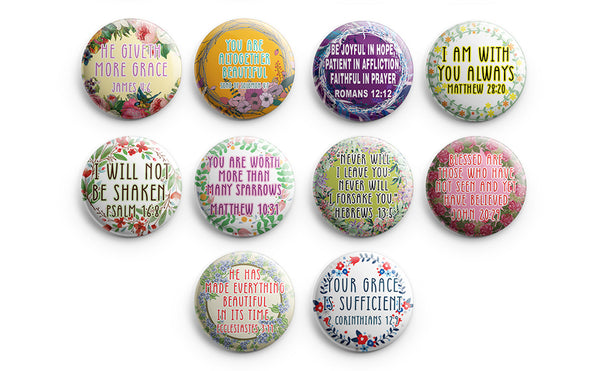 "Inspirational Pinback Buttons for Women Series 4 (10-Pack) - Large 2.25"" Pins Badge"