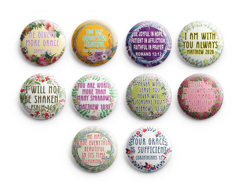 "Inspirational Pinback Buttons for Women Series 4 (10-Pack) - Large 2.25"" Pins Badge"