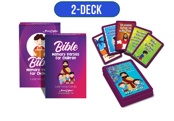 NewEights 54 Bible Memory Verses (NIV) for Children Cards (2-Deck) - Supplementary Teaching Aid