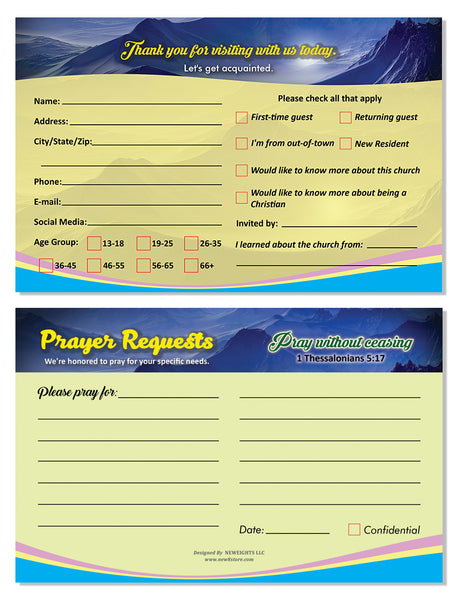 Church Visitor Card and Prayer Request Card Set B