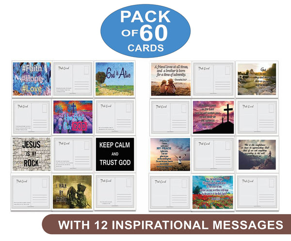 Assorted Christian Postcards Series 2 - NEPC1002 x 5 pcs & NEPC1003 X 5 pcs (60-Pack) - Multiple Encouraging Postcards