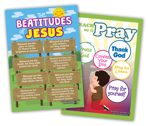 NewEights Christian Bible Educational Learning Posters for Kids (24-Pack) – Unique Teaching Aid